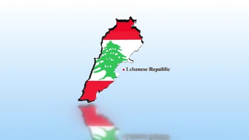 Lebanon Map With Flag