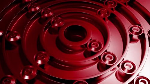 Red and yellow rotating animation. Design. Rotating mazes in animation that move special circles.