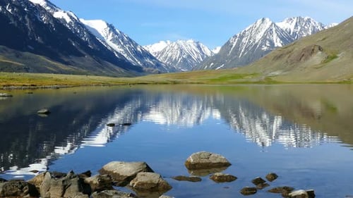 mountain landscape with lake in Altay, Russia