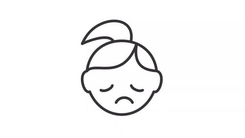 Minimalist Sad Female Face Line Icon