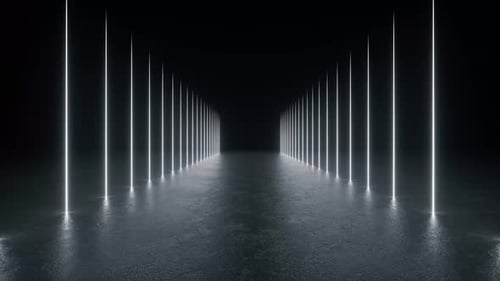 Dark Tunnel Illuminated by White Lights