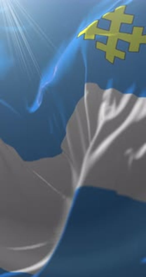 Blue White Yellow Flag Waving Animated Background Vertical