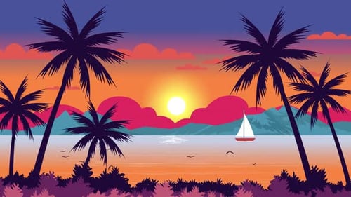 Animation einer Zeichentrick-Abendszene