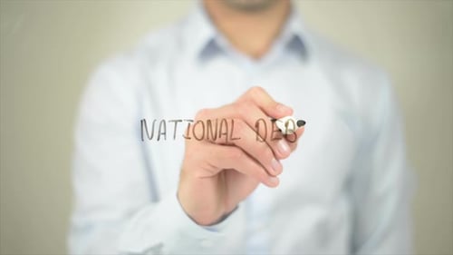 National Debt, Man Writing on Transparent Screen