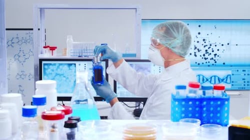 Scientist Conducts Medical Research in Modern Lab