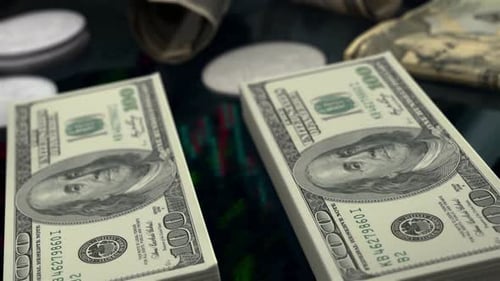 Dollar Bills Macro Blur Handelshintergrund 4K