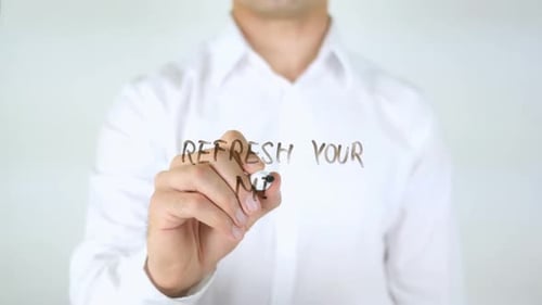 Refresh Your Mind, Man Writing on Glass