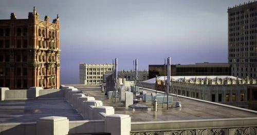 Modern Corporate Cityscape Panning Animation from Rooftop View