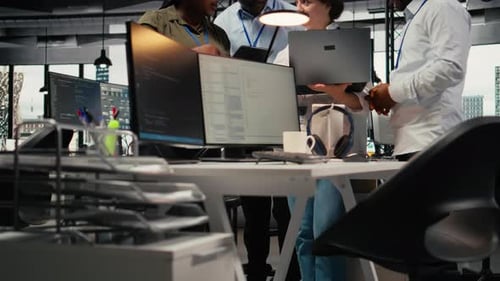 Engineering Team Working in AI Startup Training Predictive Models