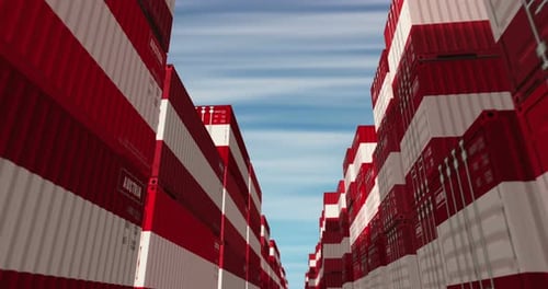Austria export cargo containers in row endless