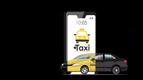 Taxi Order 3D Phone Black Car Alpha Channel