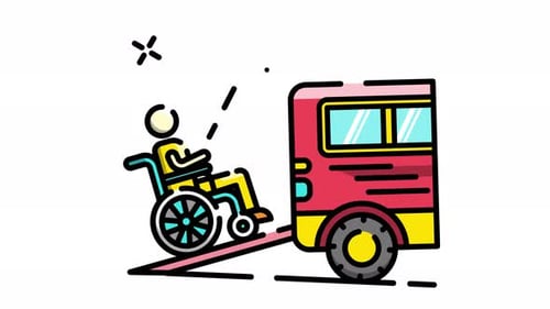 Animated Icon of Wheelchair User Boarding Accessible Transport