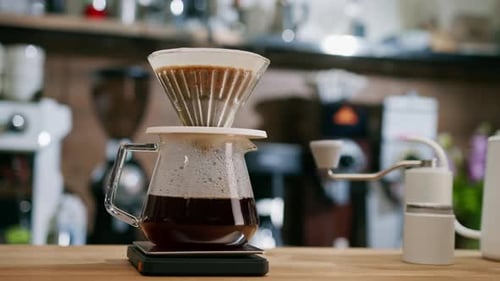 Coffee Brewing With Pour Over Method Close Up