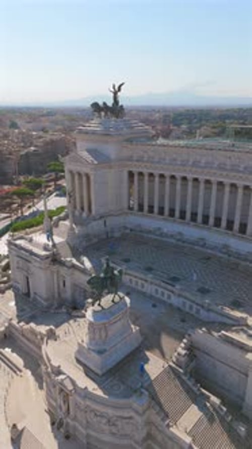 Enjoy an Aerial View Captured From Above of the Monument to Vittorio Emanuele II Located in Rome