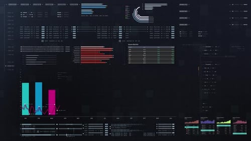 Animated Futuristic Data Visualization HUD Interface Elements