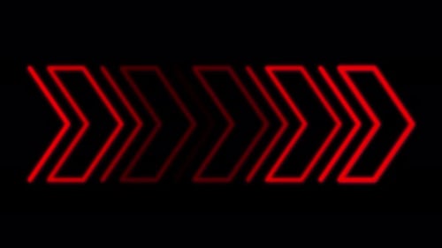 Animation of Red Neon Arrow Pointing Right on black background