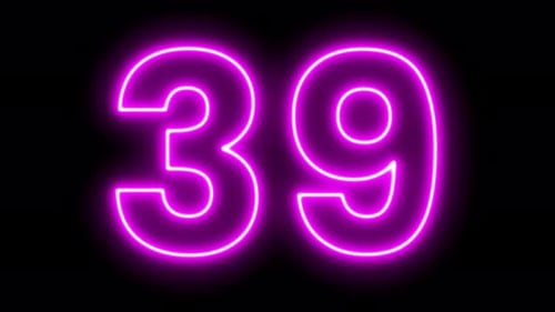 Vibrant Neon Pink Glowing Number 39 Reveal Animation