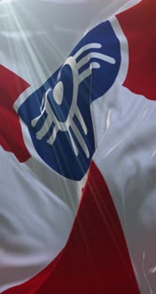 Abstract Blue Emblem Waving Flag Animation