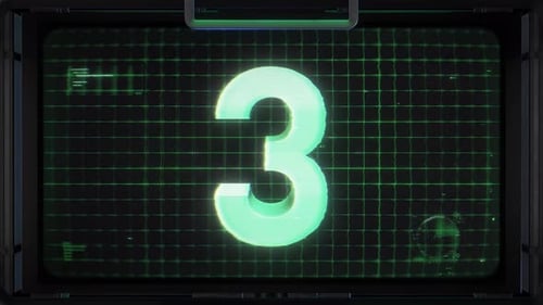 Futuristic Retro Monitor Digital Countdown with Glitch