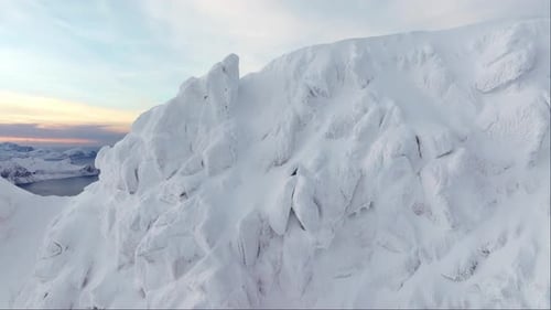 Aerial View of Beautiful Snowy Mountains in Norway