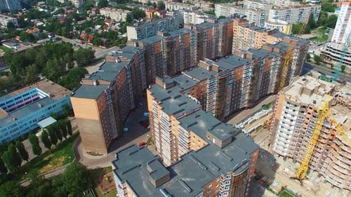 Beautiful architecture in the city. Modern district with newly built apartments in the downtown.