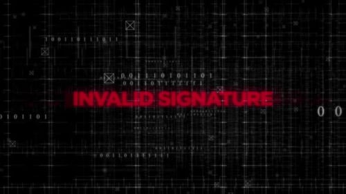 Ungültige Signaturtextanimation auf digitalem Hintergrund