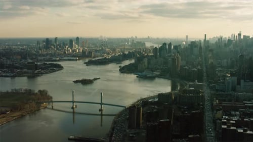 Manhattan Skyline Aerial View at Sunset