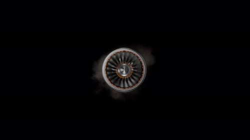 3D Model Detailed Of Generated Engineering Turbine. Aircraft Engine Animation