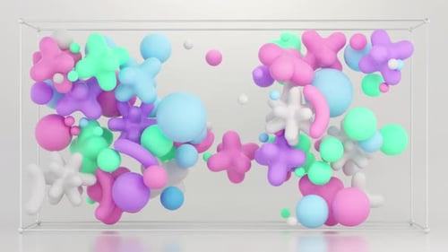 Abstract Bouncing Pastel 3D Shapes Animation Loop
