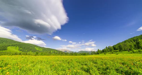 Mountain Meadow Timelapse at the Summer or Autumn Time
