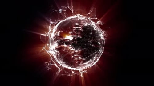 Glowing Abstract Energy Sphere with Particle Effects Loop