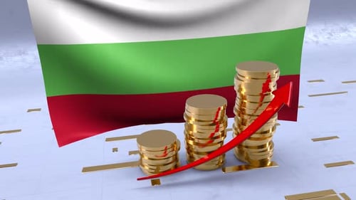Bulgaria Economic Growth Chart Animation With Rising Gold Coins