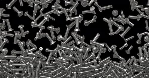 Falling Metallic Screws and Bolts Filling Transition
