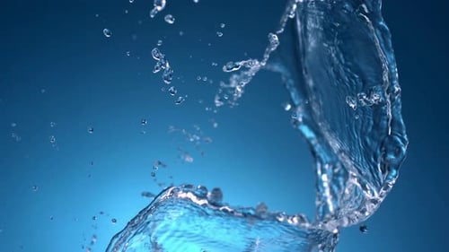 Water splash on a blue background