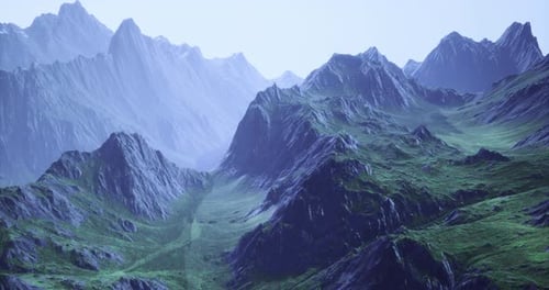 Rocky Mountain Landscape with Lush Greenery Under a Clear Sky