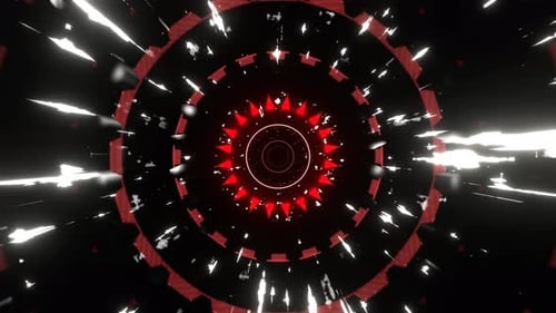 Rot-weißer Hintergrund mit mechanischem Cyber-Getriebe, VJ Loop in 4K