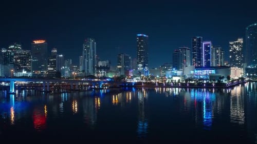 A Stunning Nighttime View of the Beautiful Downtown Miami Florida City