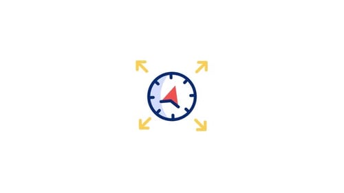 Animated Flat Design Compass and Expanding Arrows Icon