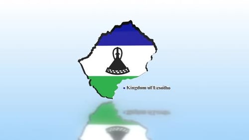 Animated 3D Lesotho Map Flag Rotation