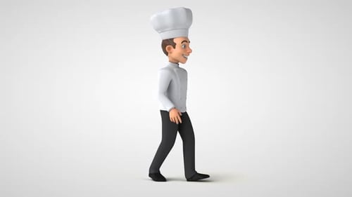 3D Animated Chef Character Walking Cycle