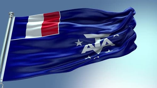 Realistic Waving Flag of French Southern and Antarctic Lands
