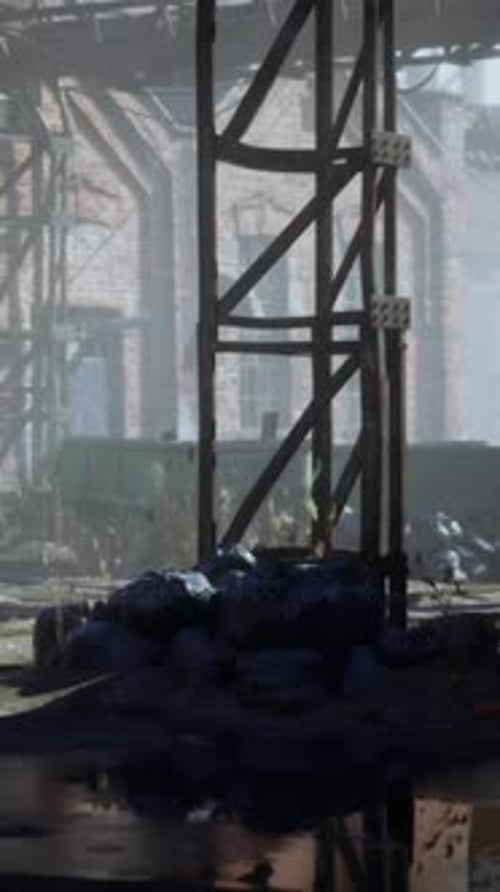 Large Crumbling Abandoned Factory in Detroit