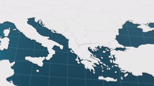 Destaque con azul el mapa 3D de Macedonia con puntero rodeado de otros países en blanco