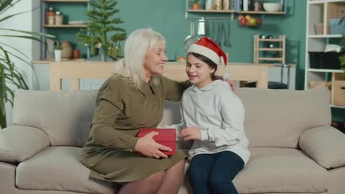 Granddaughter Congrats Wishes Happy New Year Give a Present to Grandmother