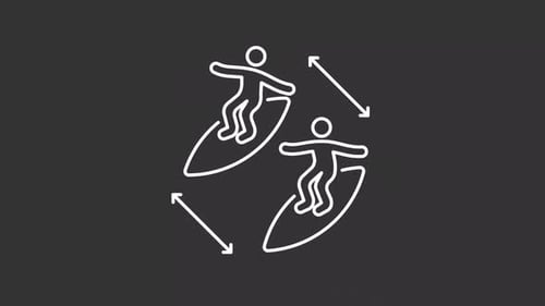 Minimalist Animated Surfing Icons Line Art Loop