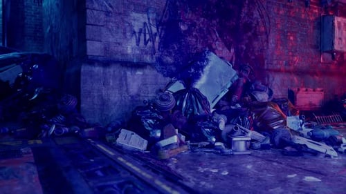 Pile of Trash Next to Wall