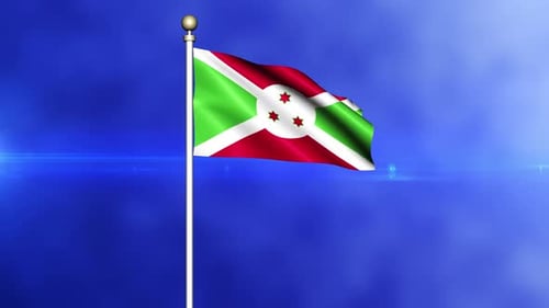 Seamless Waving Burundi Flag Animation on Blue Background