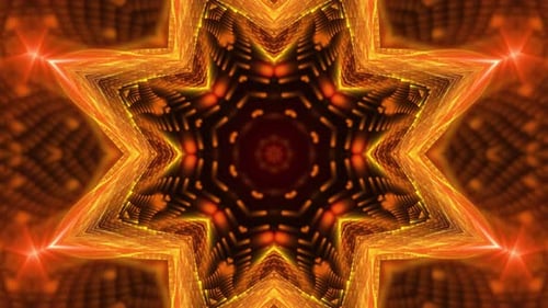 Shining Golden Star Kaleidoscope Tunnel Geometric Background