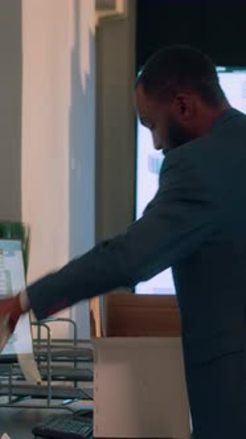 Vertical Video Employee Deciding to Quit Job