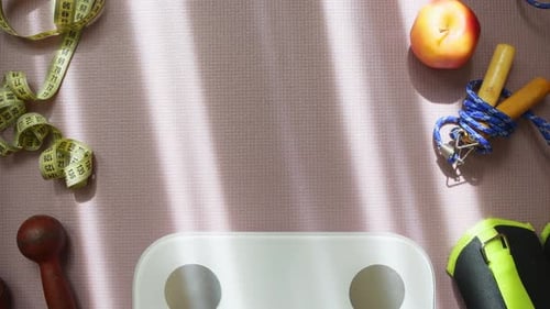 Home Gym Accessories With Scale Background (Zoom In)